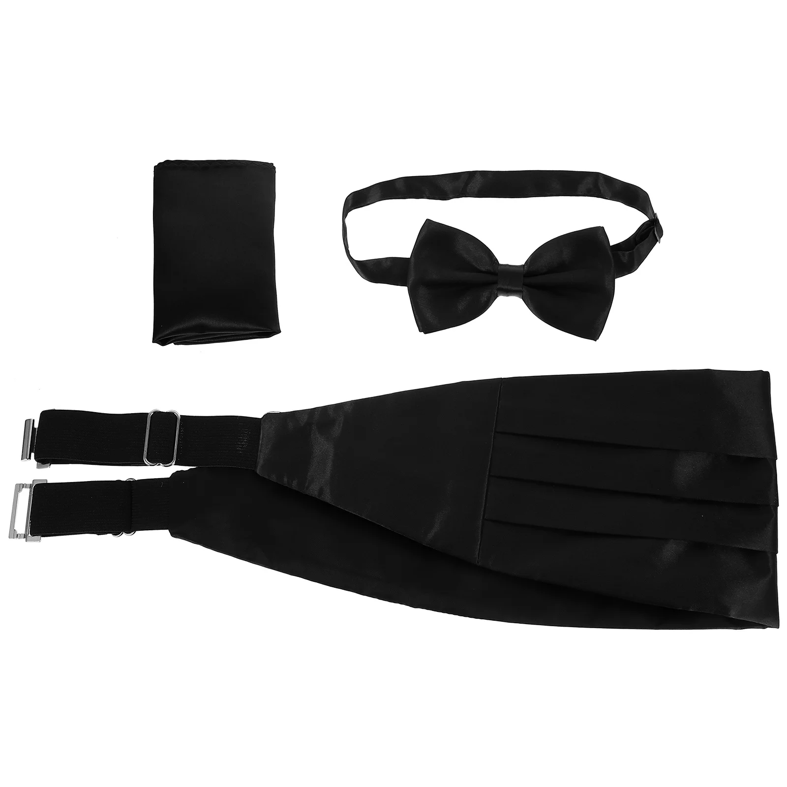 1 مجموعة الرجال قابل للتعديل البوليستر Cummerbund ربطة القوس فيونكة جيب منديل مجموعة حفل زفاف رسمي حفلة موسيقية Cummerbund و ربطة القوس فيونكة مجموعة