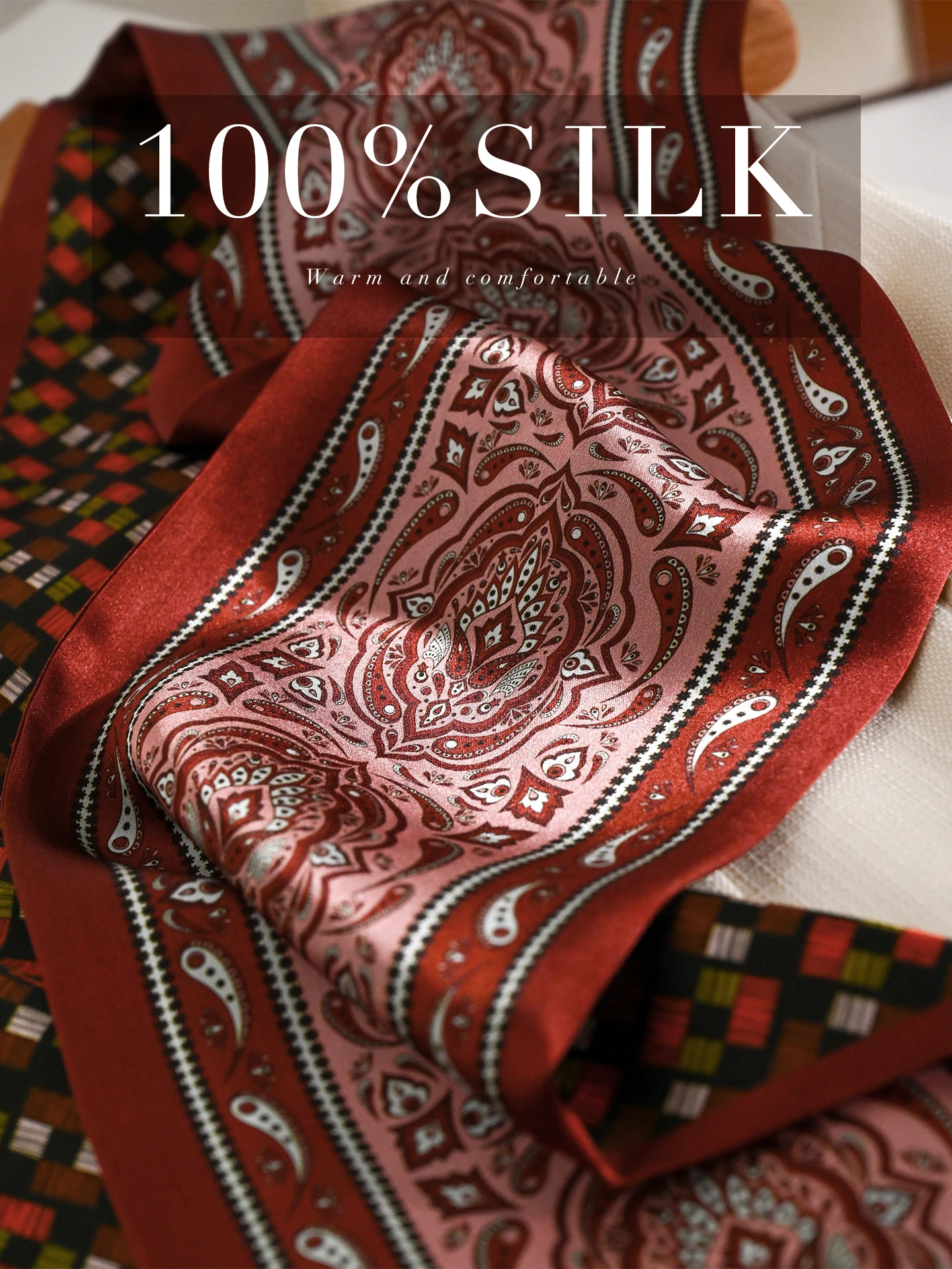 赤いシルクの長くて薄いスカーフネクタイハイエンド夏のマッチスーツシャツシルクワームシルクナロースカーフ女性のファッションアクセサリー