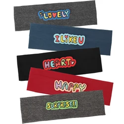 Geebro Newborn Candy Color Turban Letters Headband Baby Girls Cotton Elastic Cute Soft Hair Band Headbands Hair Accessories