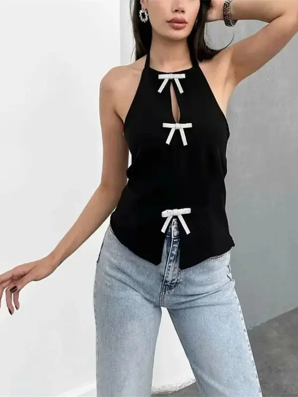 

Women's Non-Elastic Hanging Ne Collar Top Faionable Casual Sle Comfortable Fit Single Piece Color Summer Wear