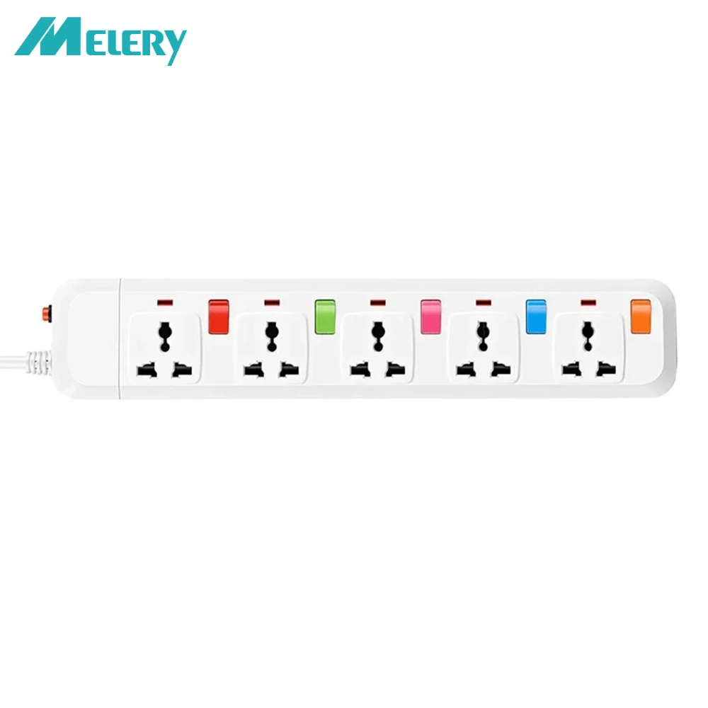 Melery Electrical Power Strip 3/4/5 AC Universal Outlets US/UK/EU/AU Plug Socket USB Extension Cord Individual Switch Control