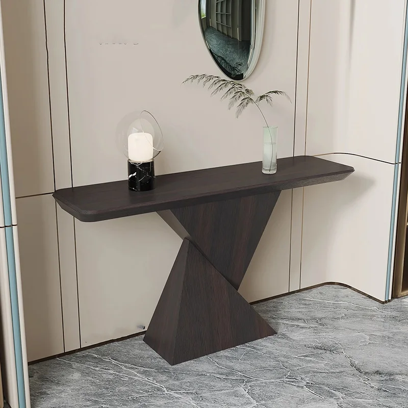 

Italian minimalist light luxury entrance platform New Chinese entrance table art against the wall Extremely narrow strip case