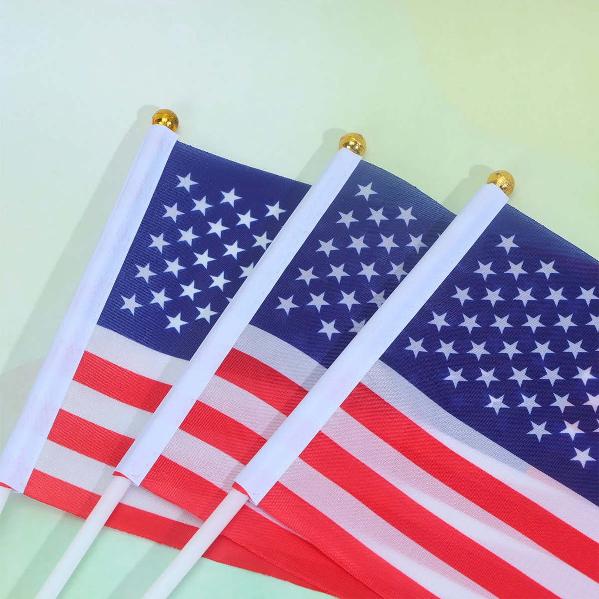 

48 pcs American Desktop Gold Base Mini Usa Stick For Home Office Party Festival Military Decor Desktop Flag Decor Small Mini