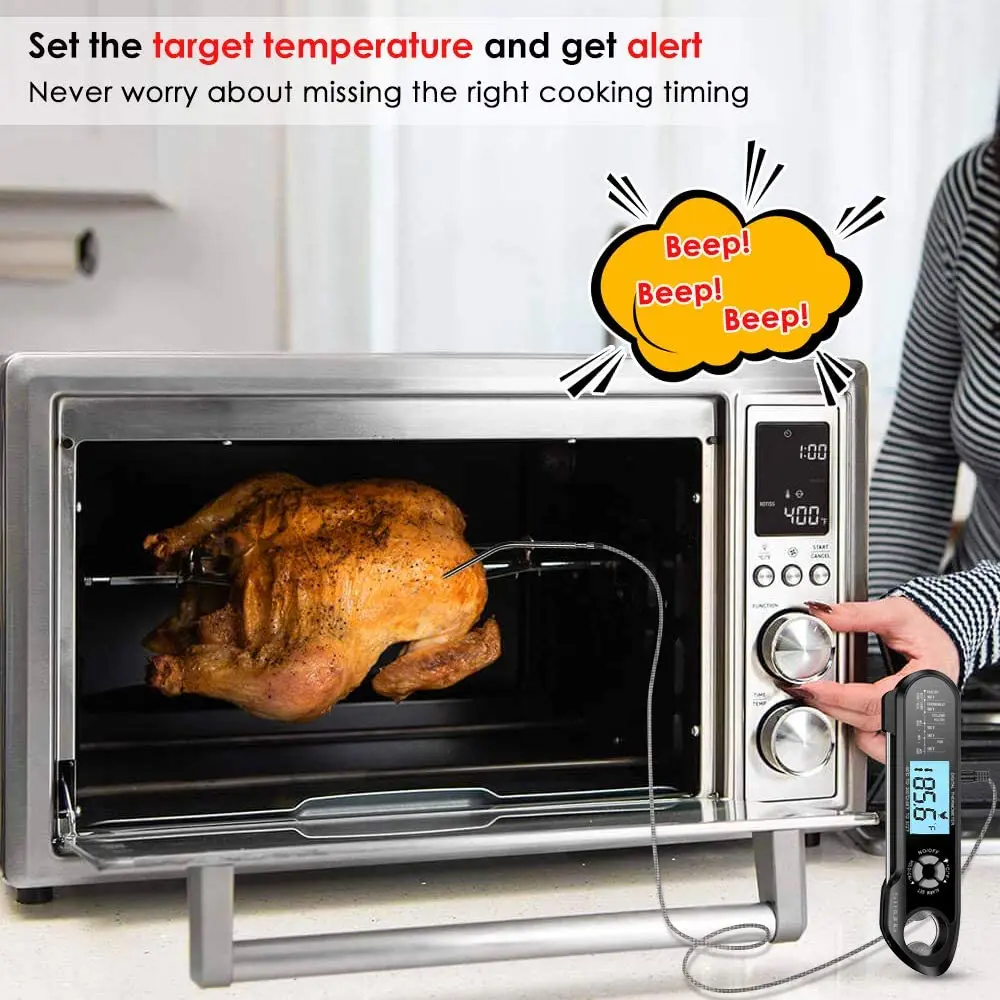 CMHI-Meat Thermometer Dual Probe Instant Read Food Meat Thermometers For Cooking With Alarm Function And Backlight