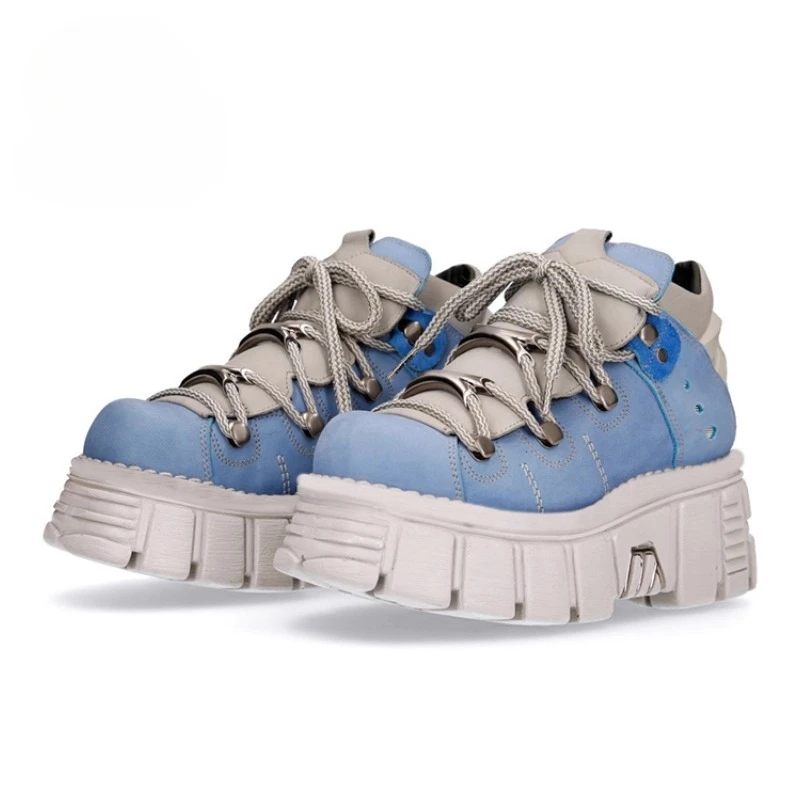 

Spring and Autumn New Men's and Women's Same Casual Shoes, Retro Rock Lace-up Platform Trendy Fashion Shoes