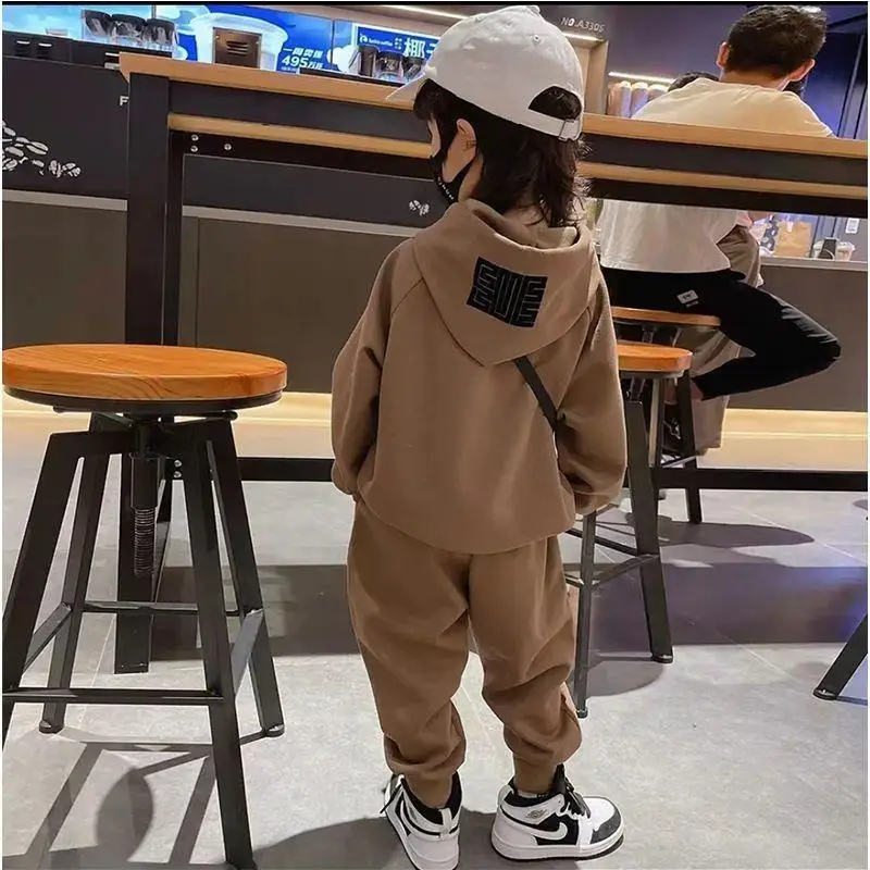 Baby Boy Girl Clothing Sets Children Pullover Sweatshirts + Simple Solid Cotton Sports Pants 2pc Kids Clothes Boy Suit Hooded