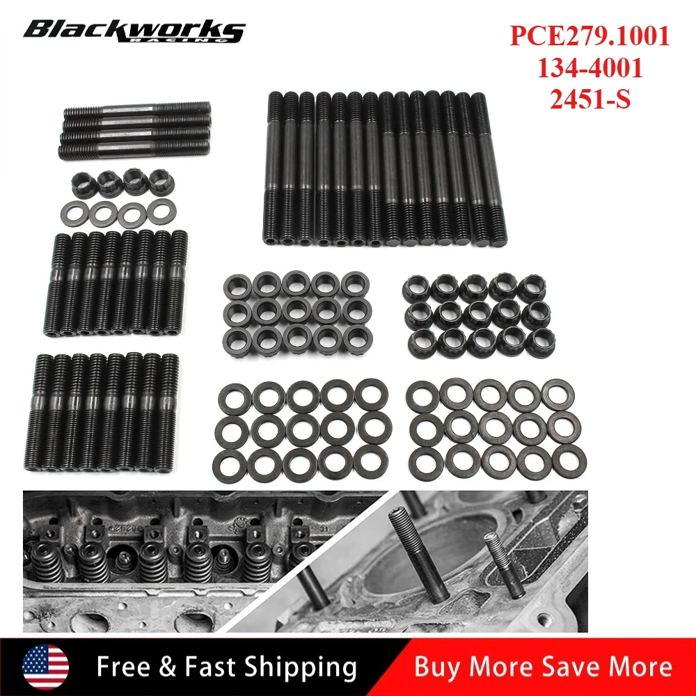 

134-4001, 2451-S Cylinder Head Stud Kit PCE279.1001 for Small Block Chevy SBC 265 267 283 302 350