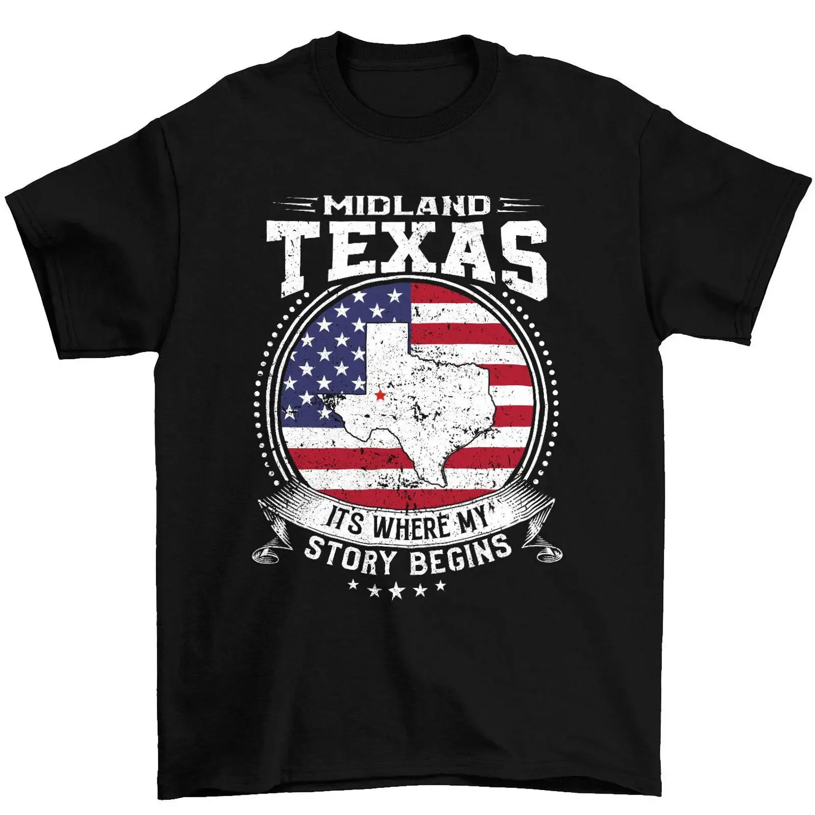 Midland Texas It amp 39 s Where My Story Begins TX Flag T Shirt vintage Washed Unisex Top For Everyday Wear Stylish Stretched