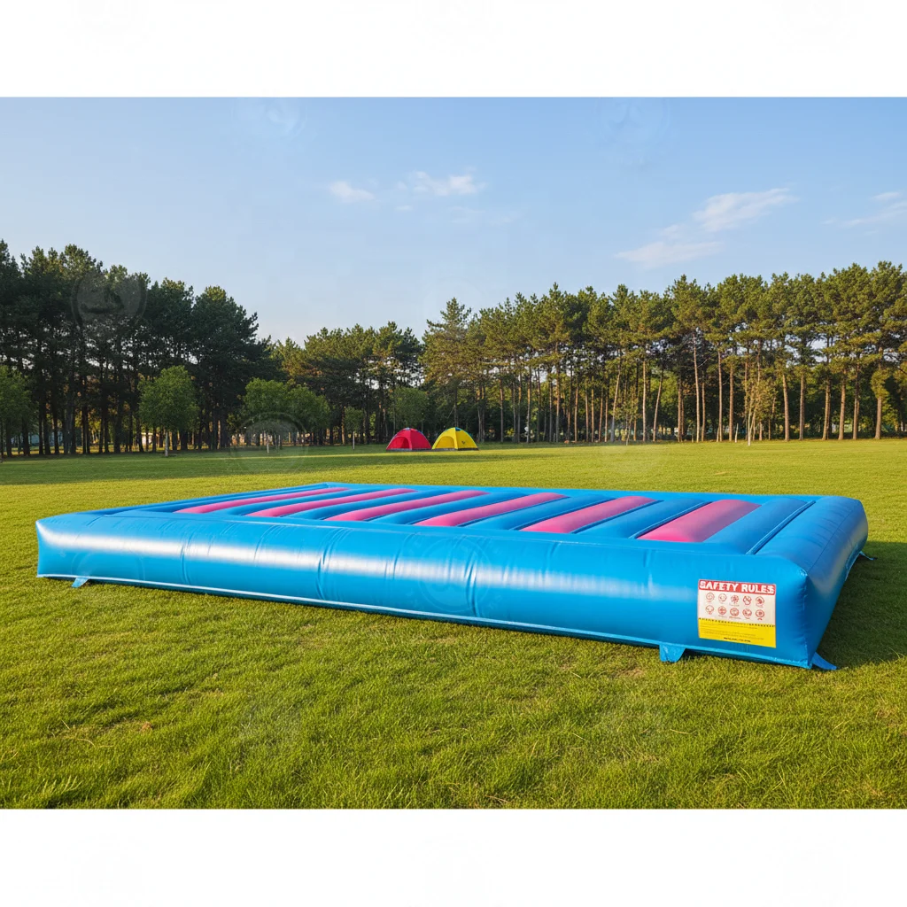 Inflatable outdoor bounce mat. this inflatable bounce mat is perfect for park activities and family outdoor fun