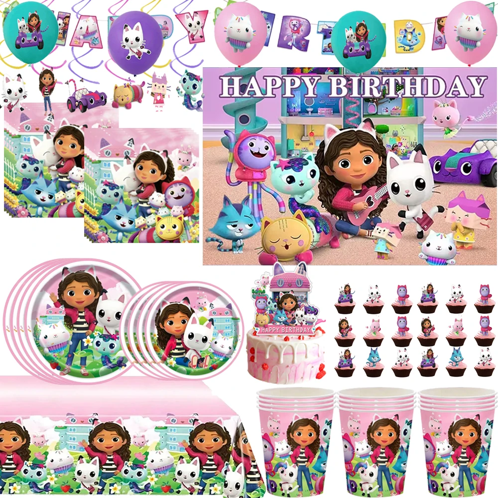New Gabby Dollhouse Cats Birthday Party Decorations Balloons