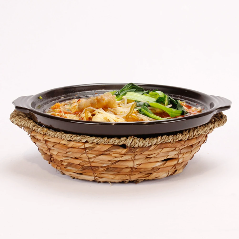 Wicker Straw Mat 18x6cm Heat Insulation Casserole Pad Kitchen Woven Mat Tableware Holder Stone Pot Basket Storage