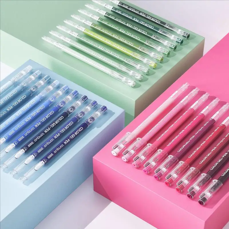 9Pcs Gel Pen Large Capacity Handbook Pens 0.6mm Student Art Diy Doodling Drawing Markers Office Kawaii Art Stationery