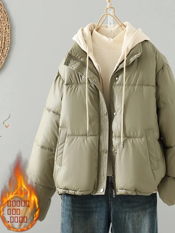 دافئ مقنعين بو الجلود القطن Jaet فضفاض عارضة Sle Thiened الشتاء وصول جديد من Meimei Da العلامة التجارية النسخة الكورية