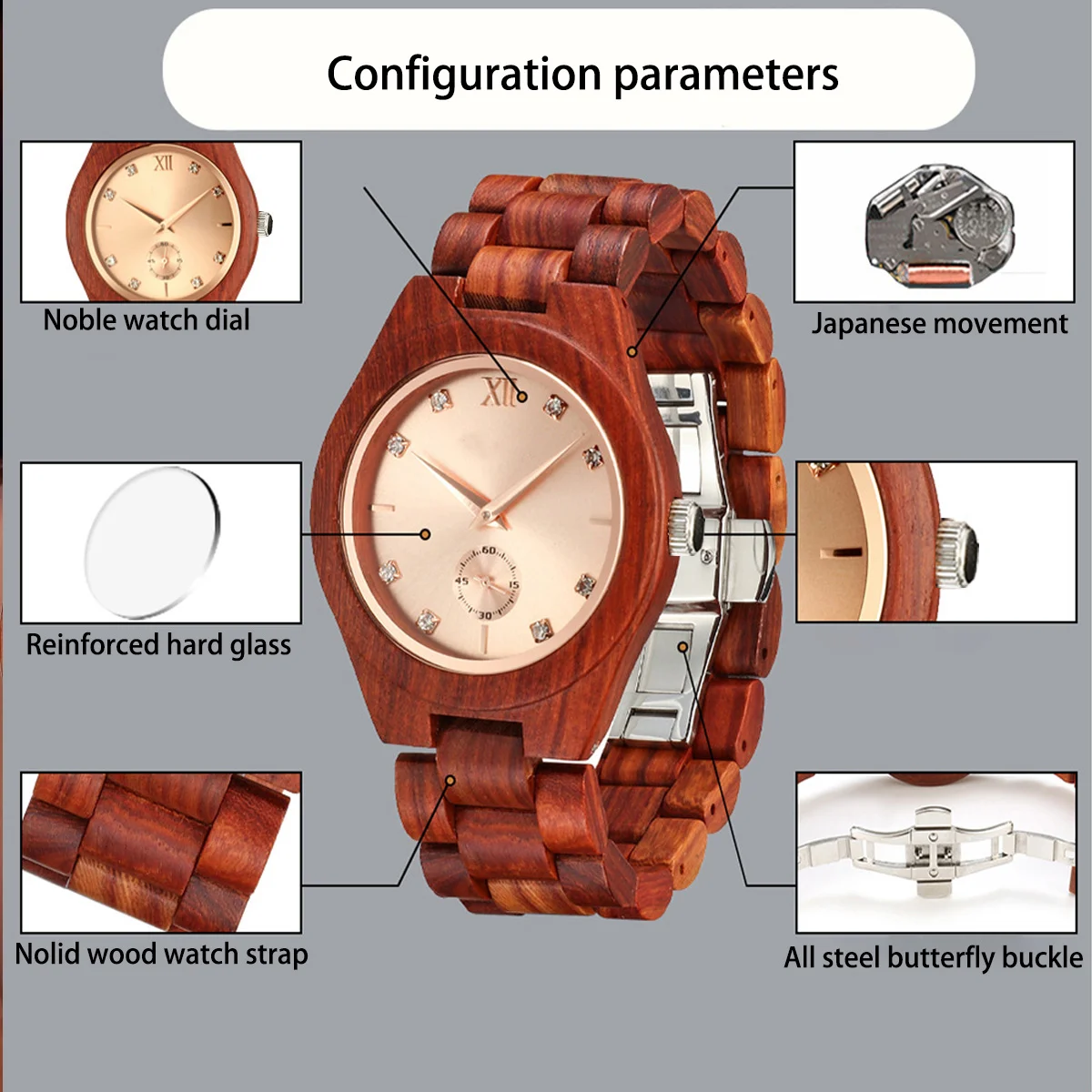 Women's Wooden Watches Fashion Quartz Wristwatches Wedding Day Anniversary Gifts for Wife Girlfriend  Engraved Wood Wacth Box