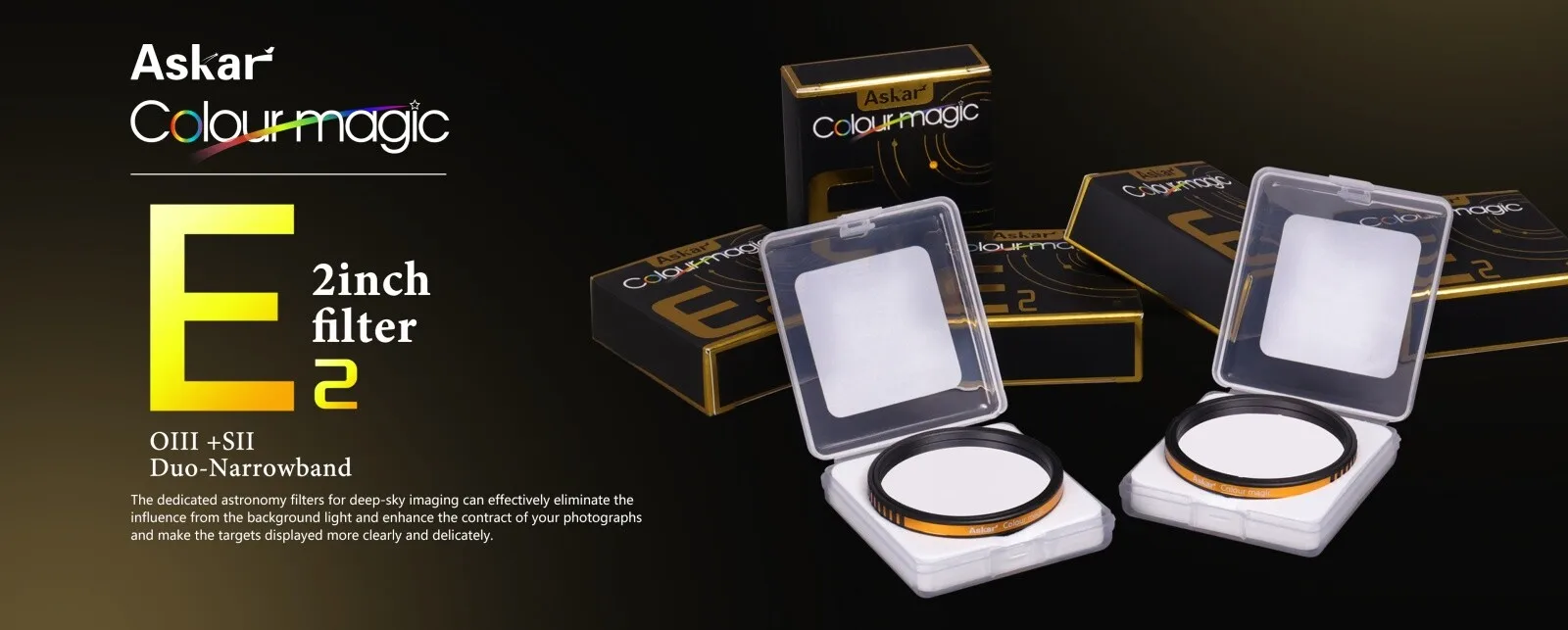 

Фильтр Askar 2 дюйма Color Magic Ultra E2 Duo узкополосный OIII & SII для телескопа, астрофотографии и съемки глубокого космоса