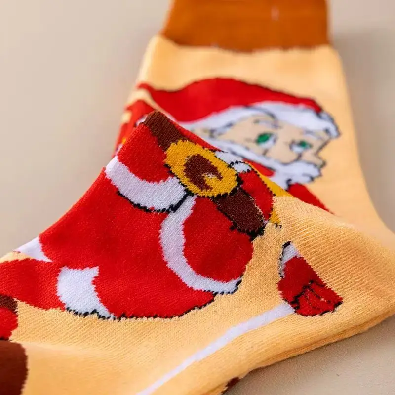 1/3/5/10 Pairs Random Women Christmas Elements Cartoon Stripe Letter Pattern Comfort Breathable Mid‑Calf Socks