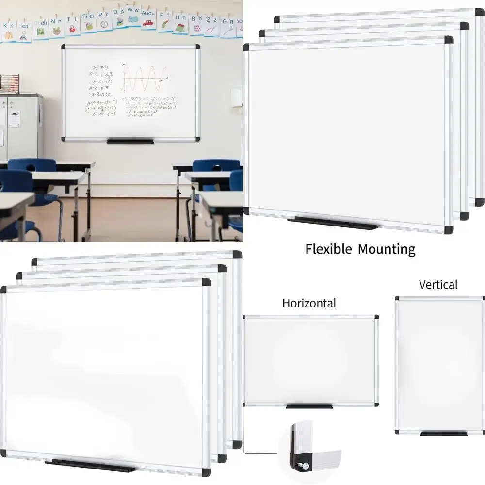 

Set of 3, 48x24 Magnetic Whiteboards with Silver Aluminum Frame