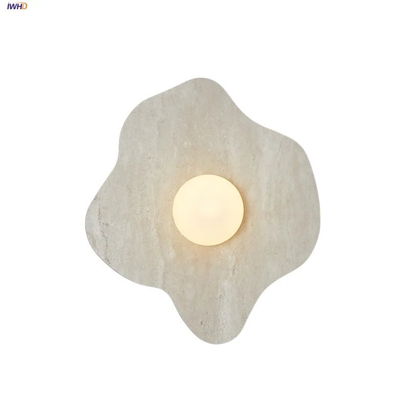 

IWHD Bulgari Stone LED Wall Light Fixture Staircase Corridor Study Nordic Modern Luxury White Glass Wall Lamp Sconce Luminaire