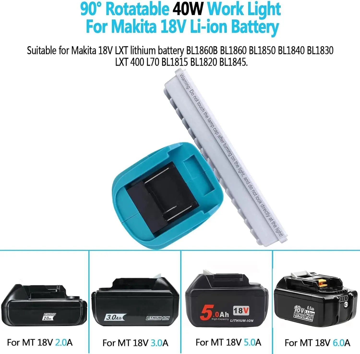 ไฟ LED ทำงาน9นิ้วสำหรับแบตเตอรี่ Makita Li-ion 4200LM ไฟทำงานแนวตั้ง40W ไฟฉุกเฉินเครื่องมือไฟฟ้า