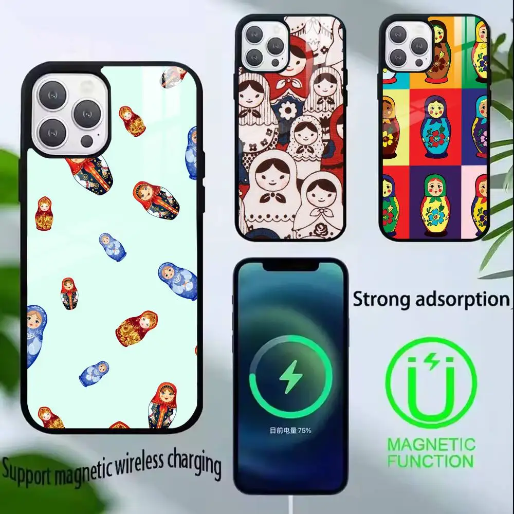 

Russian Art Matryoshka Phone Case For iPhone17,16,15,14,13,12,11 Plus,Pro Compatible with magnetic wireless charging