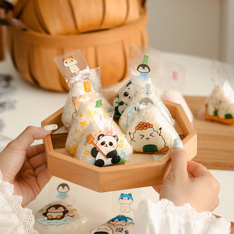 100Pcs Cartoon Triangle Rice Ball Packing Bag Seaweed Rice Ball Sushi Bags Seaweed Sushi Mould Bag Sushi Bento Accessories