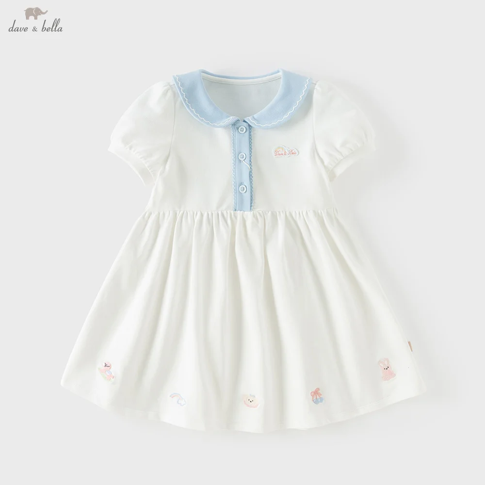 

Dave Bella Girl Dress Cool Summer Baby Cotton White Dress Charm Sweet Children Clothes Princess Elegant Party Fashion DB2262454