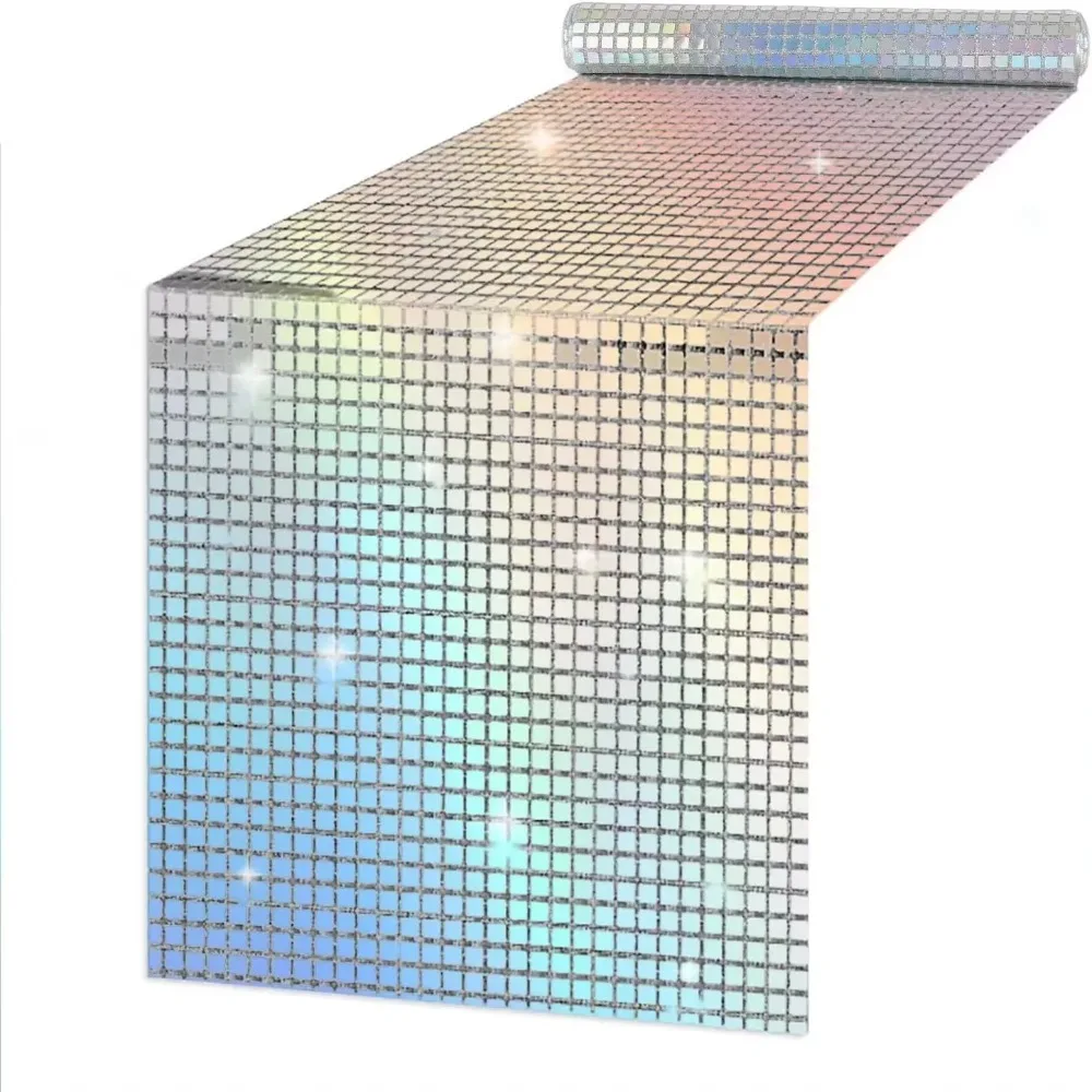 

Unique Glitter Disco Table Runner Mirror Design European Style Table Cover Sequin Tablecloth Wedding