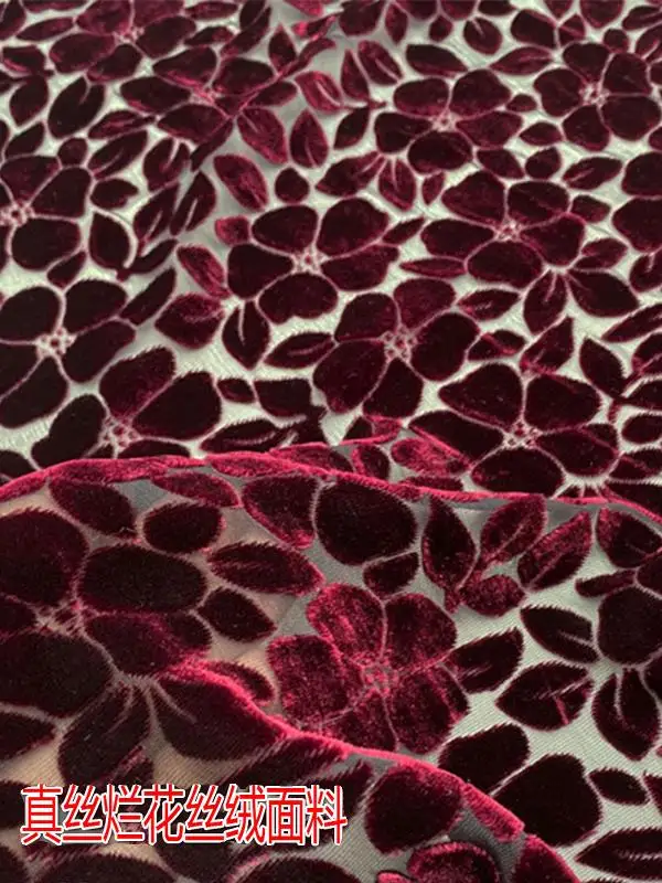 

High-End Real Velvet Burnt out Fabric Hollow Jacquard Dress See-through Cheongsam Clothing 6