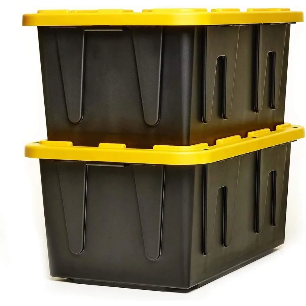 

Storage Box 27 Gallon Stackable Household Storage Bins Heavy Duty Opaque Base Organization Tote Bags With Snap Lids 2 Pack Boxes