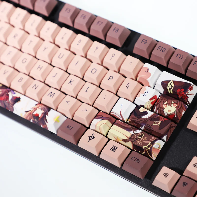 Anime ใหม่เกม Genshin Impact Hu เต่า108คีย์ Dye ระเหิด PBT คีย์บอร์ด Keycap สำหรับคีย์บอร์ดเครื่องกล