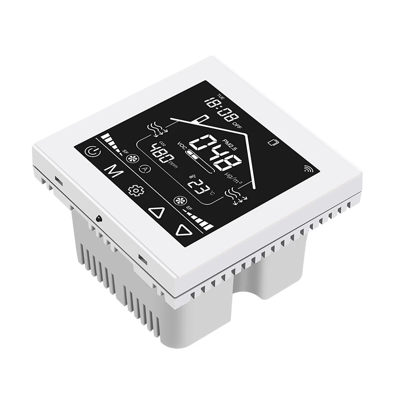 مورد تصنيع وحدة التحكم في الهواء النقي مع وحدة تحكم ذكية لنظام التهوية Temp Humid CO2 PM2.5 VOC WIFI RS485