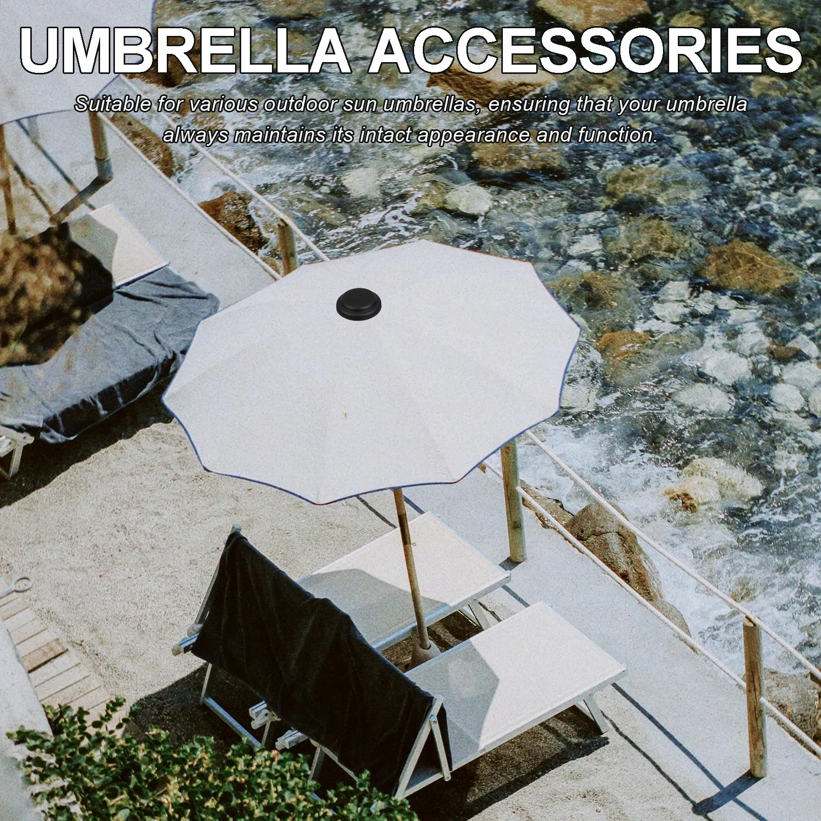 2 Pcs Patio Umbrella Parasol Parts Repair Replacement Cover Pole Fastening Cap Black