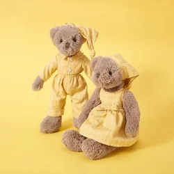 Classic Bear Plush Toy with Nightgown Nightcap Newborn Baby Shower Gift Couple Teddy Plushies With Pajamas Wholesale