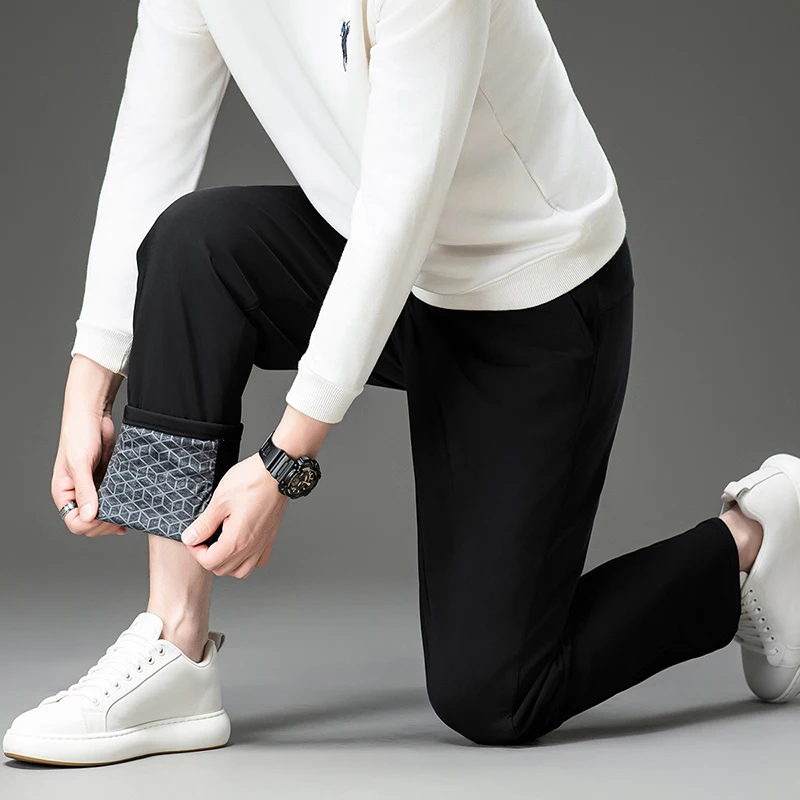 90% pantalones de plumón de pato blanco para hombre, pantalones térmicos negros de invierno 2024, pantalones rectos gruesos y cálidos a prueba de frío con cintura elástica para hombre