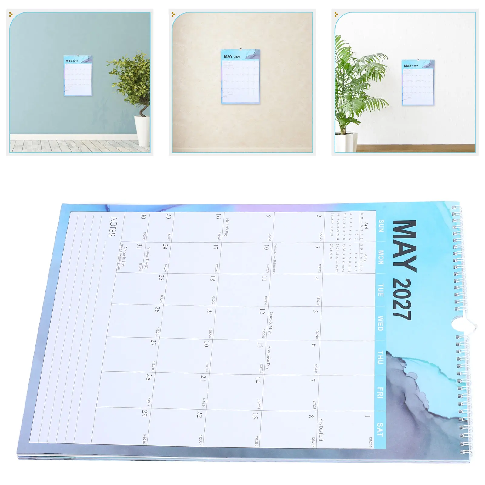 

2026 Vertical Wall Calendar 18 Months Bottom Note Taking Holidays Bold Font for Efficient Daily Planning
