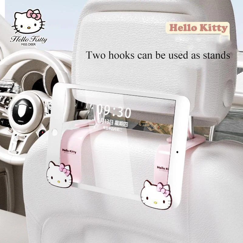 Sanrio Kawaii Hello Kitty Car Hook Cartoon Car Seat Load-bearing Hook Car Rear Chair Hook Car Interior Accessories Auto Parts