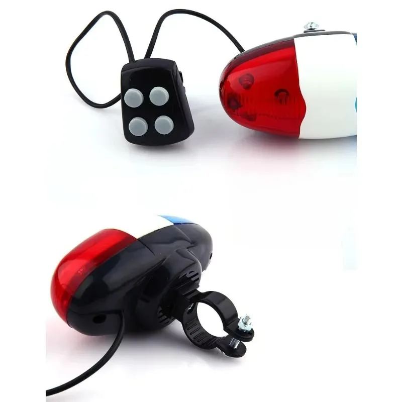 

Poq For Red Bicycle Safety Light Kids Bike Bicycle Police Siren 4 Sounds Melody Bicycle Power Horn Siren Bell 6-LED Strobe Blue
