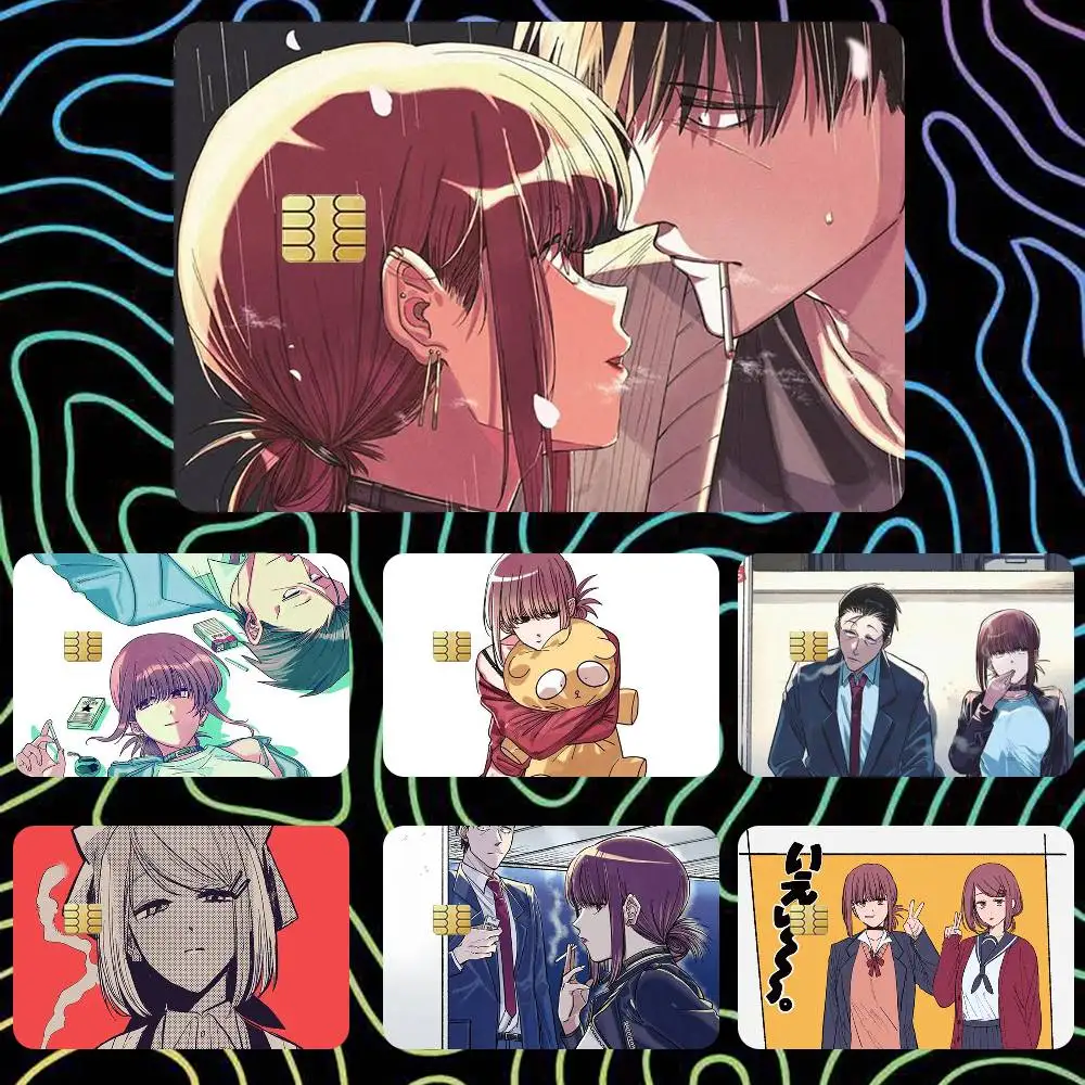 Manga Smoking Behind the Supermarket with You  Sticker Film Tape Skin for Credit Card Debit Card Waterproof Stickers Cartoon
