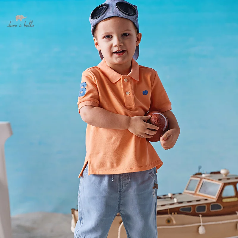 Dave Bella 2024 New Summer Boys Baby t-Shirt bambini Top Cotton Fashion Casual Polo a maniche corte Sport all\'aria aperta DB2240619