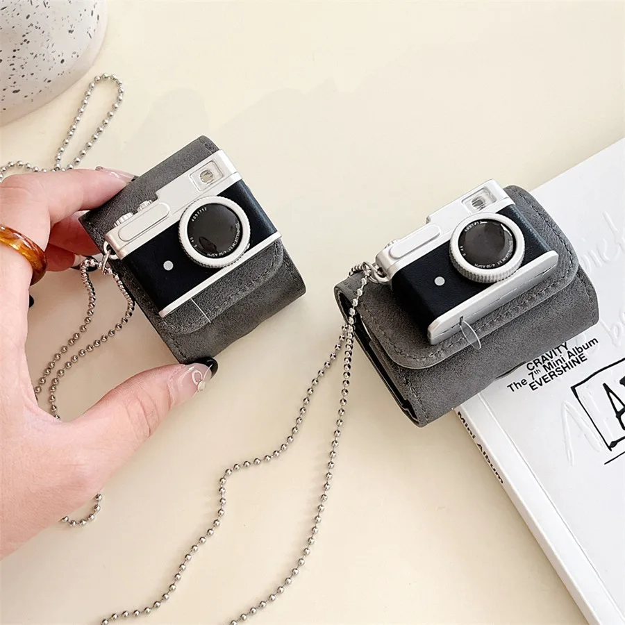 غلاف جلد صناعي فاخر لسماعات Airpods ، Airpods Pro 2 ، 3 ، Airpods Pro 2 ، ins ، نمط الكاميرا ، Airpod2 ، Airpod3 ، حقيبة سماعة أذن ، Air pod Pro 2