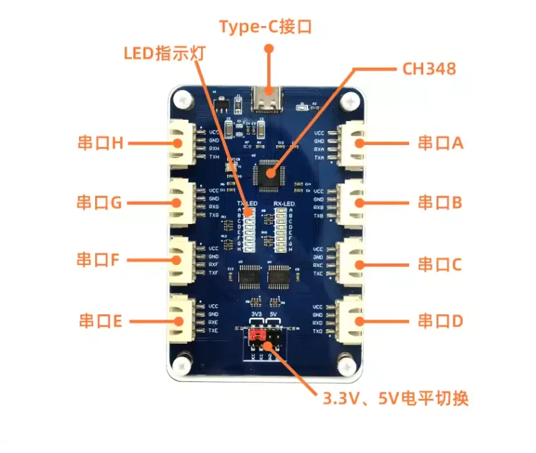 USB zu 4CH/8CH TTL Serielles Modul Unabhängige serielle Schnittstelle bis zu 6 Mbit/s CH348-Chip – Detail 4