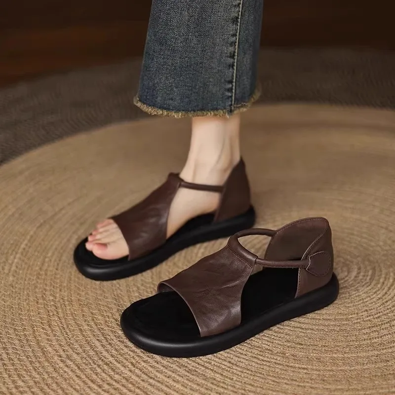 Neue Sommer Damen Römische Flache Strand-Freizeitsandalen Weiche Rutschfeste Casual-Sandalen für Mädchen Übergrößen Indoor Outdoor Freizeitschuhe