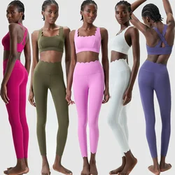 Women's wear Wave lace   Fitness suit Women's Yoga vest Yoga pants workout suit workout clothes for women sports bra yoga set