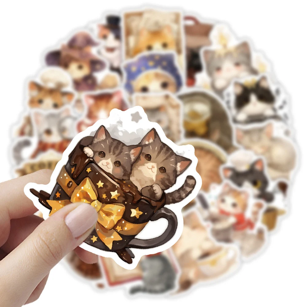 

10/30/54pcs Kawaii Coffee Cat Cartoon Stickers Waterproof Graffiti DIY Phone Fridge Notebook Guitar Cute Decoration Decals Toys