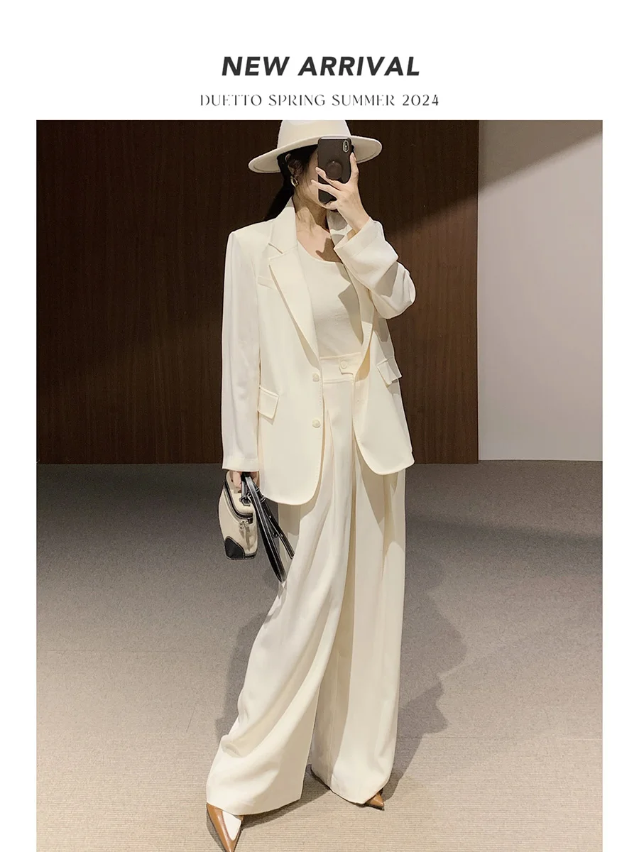 

Duetto Acetate Linen Naia Ixtha Pantsuit Long Sve Buttoned Long Pants Faionable Busin Women's Two-Piece Set