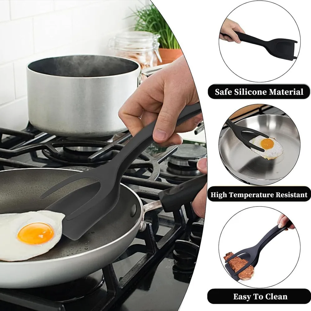 Silicone Two-In-One Omelette Making Clamp Practical Egg Spatula US