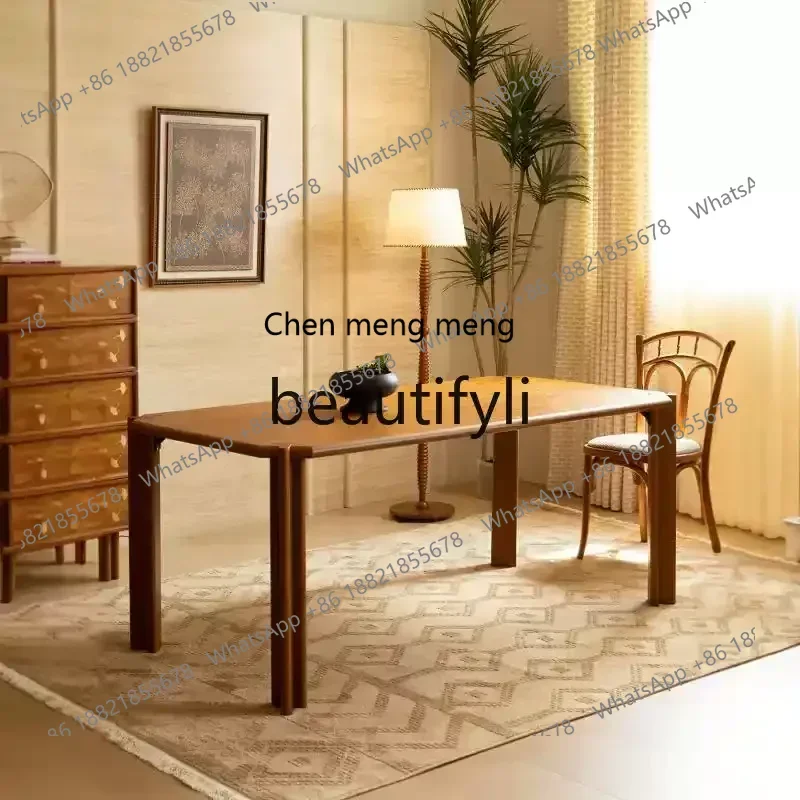 N178 A North American cherry French retro log dining table, living room workbench study desk