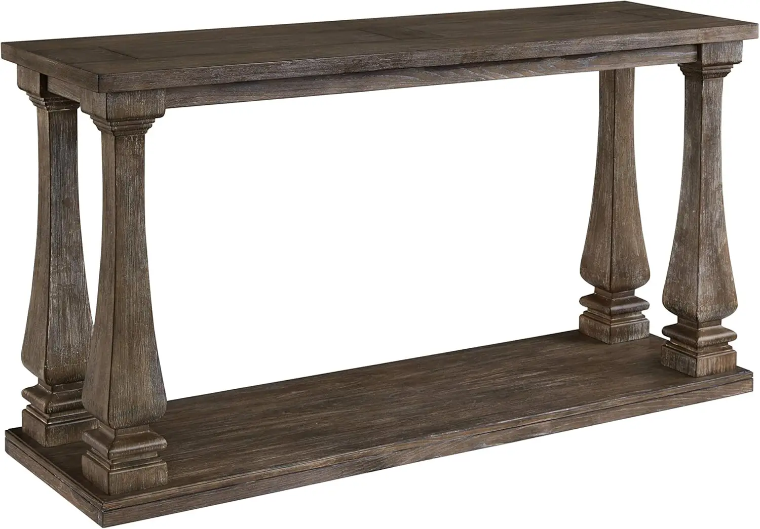 Mallacar Vintage Sofa Console Table Weathered Gray  Made of Elm Veneers Wood and Engineered Wood Cast Polyurethane Components.