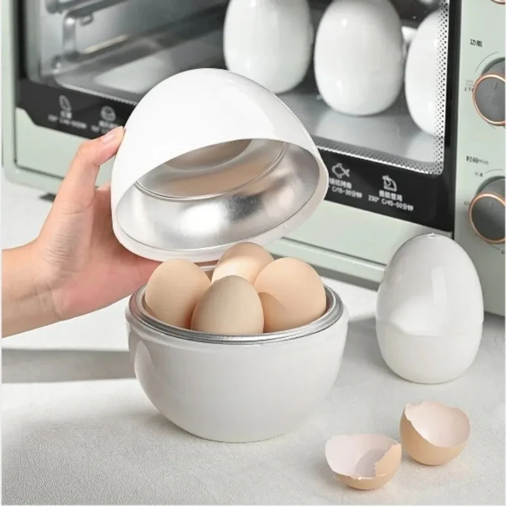 Capacidad para 4 huevos, vaporizador de huevos para microondas, caldera, fácil y rápido, herramientas de cocina duras o suaves de 5 minutos