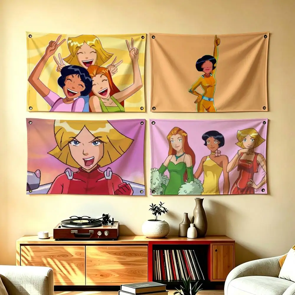 T-Totally SSpies Cool Girl Flags for Bedrooms Home Decor Items Outdoor Decors Garage Decoration Flaga
